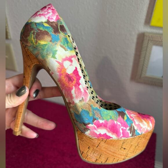 🌺JESSICA SIMPSON🌸 Bright Floral Platform Heels (Size 6.5) - Picture 5 of 16